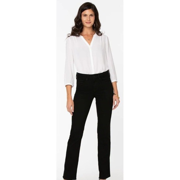NYDJ Denim - NYDJ Marilyn Straight Black Denim Size 8 Mid-Rise Jeans NWT